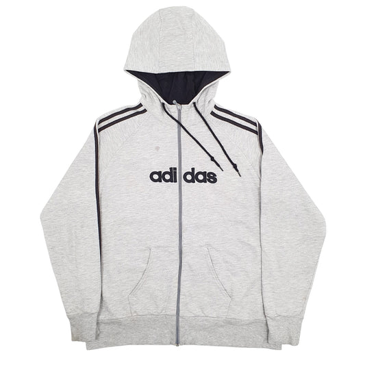 Mens Grey Adidas Spellout Full Zip Jumper