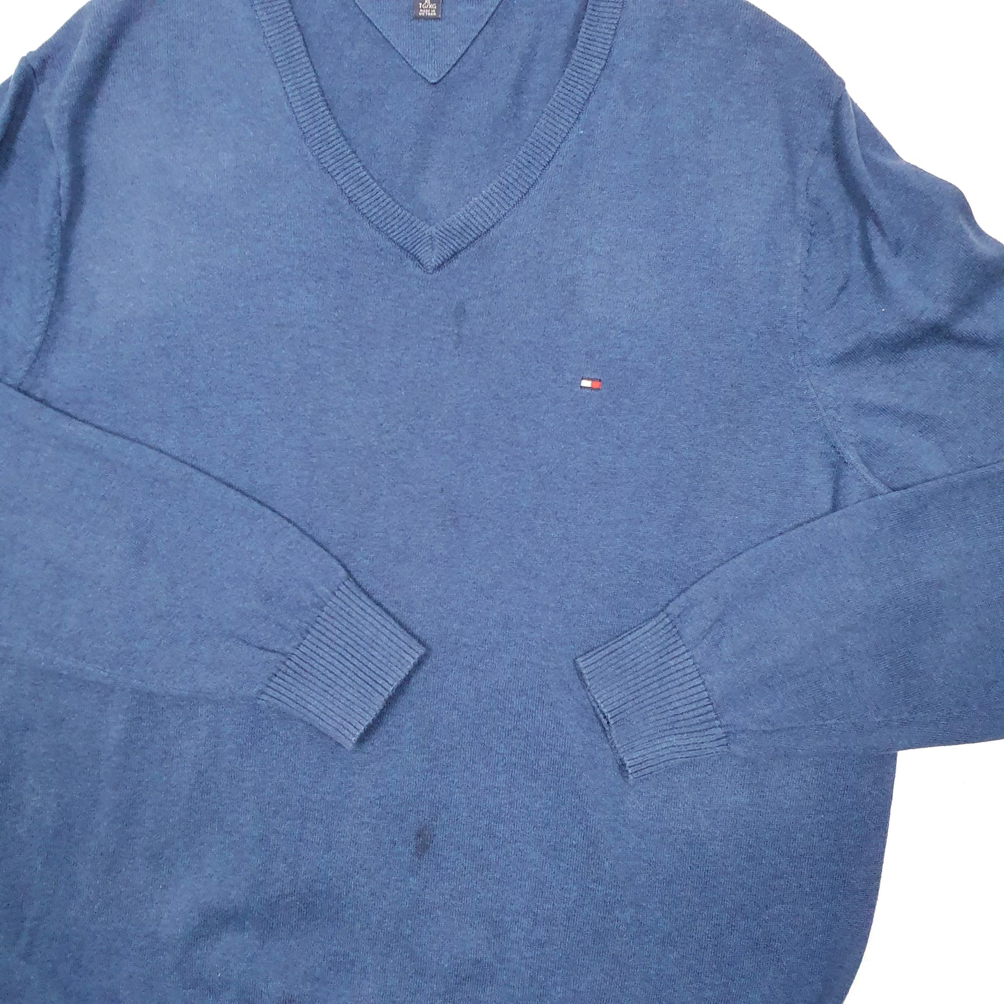 Mens Blue Tommy Hilfiger Knit V Neck Jumper