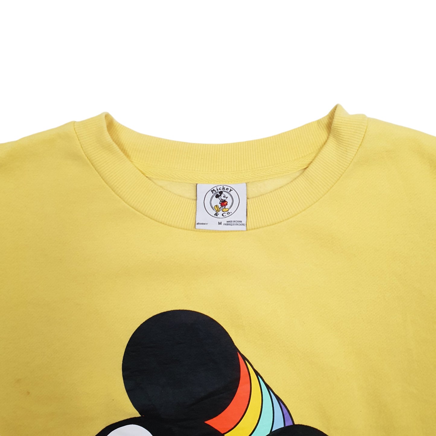 Mens Yellow Disney Mickey Mouse Crewneck Jumper