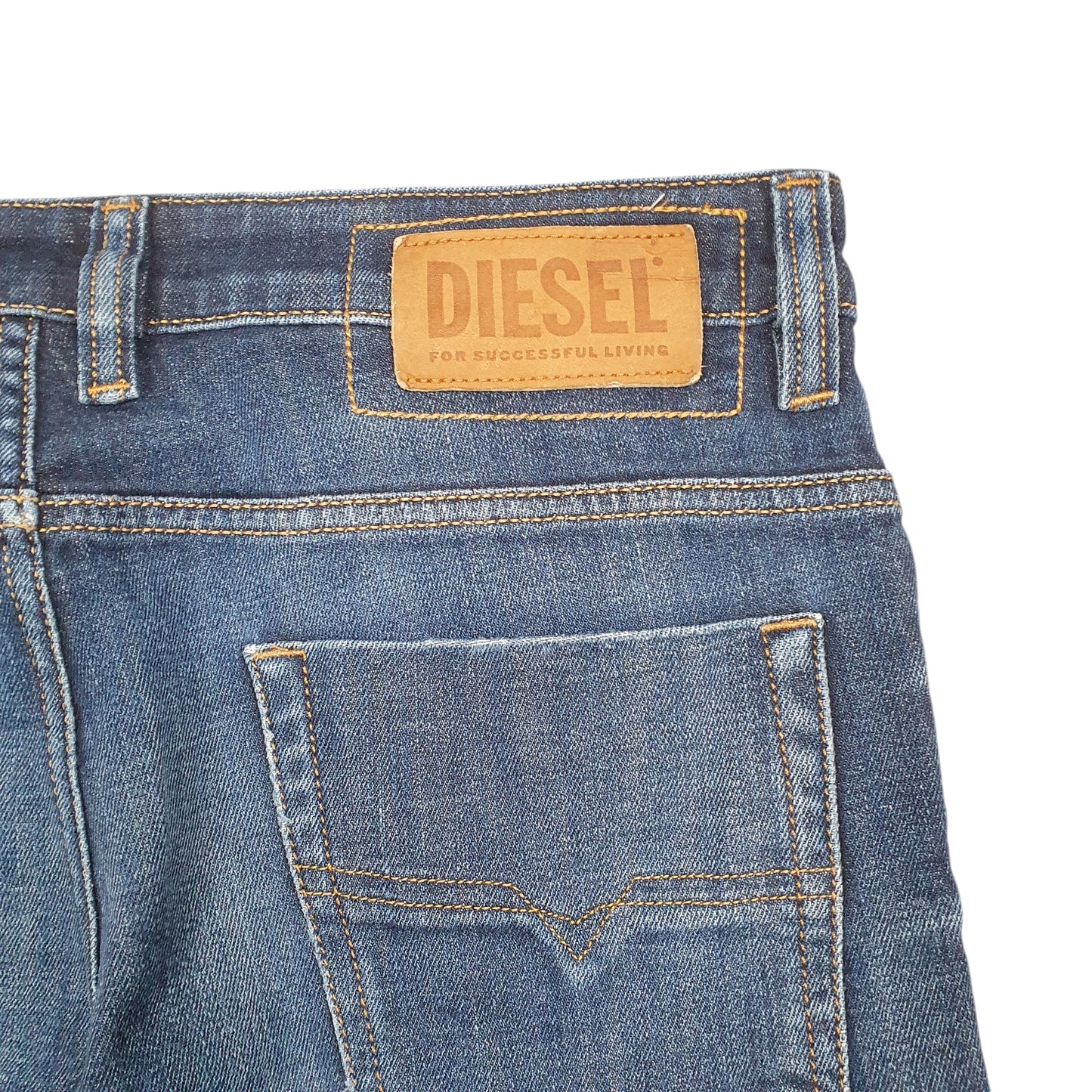 Mens Blue Diesel Slim Jorts Jean Distressed Denim Shorts