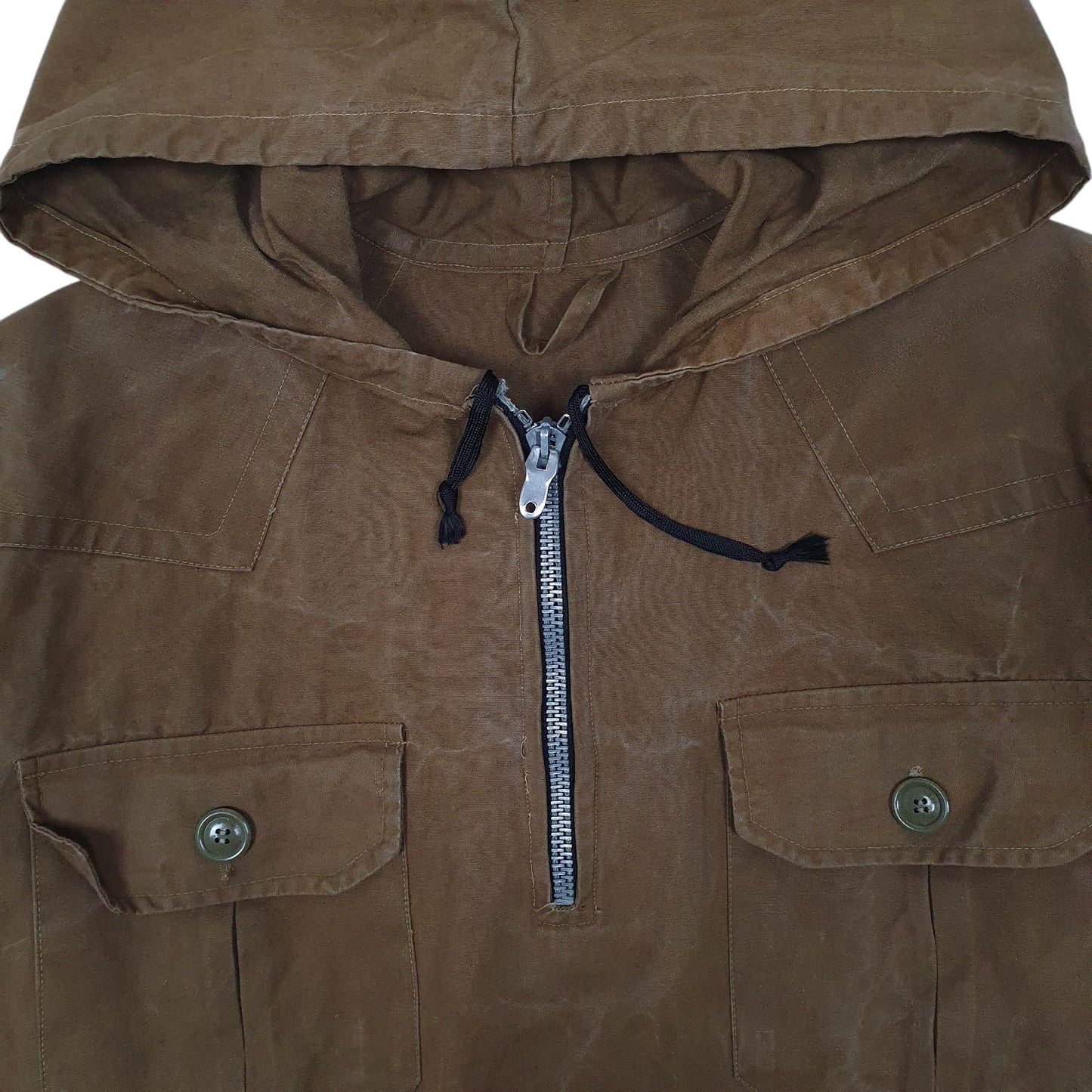Mens Brown Unbranded Military Smock Hoodie Zip  Coat