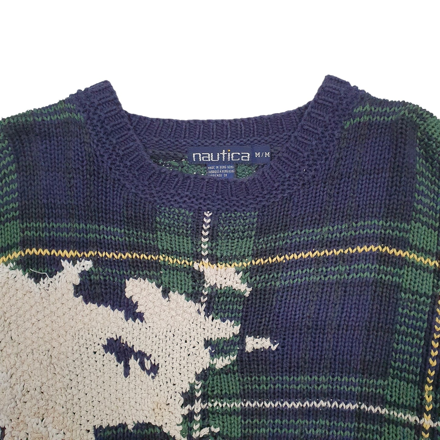 Mens Green Nautica Map Symbol World Crewneck Jumper