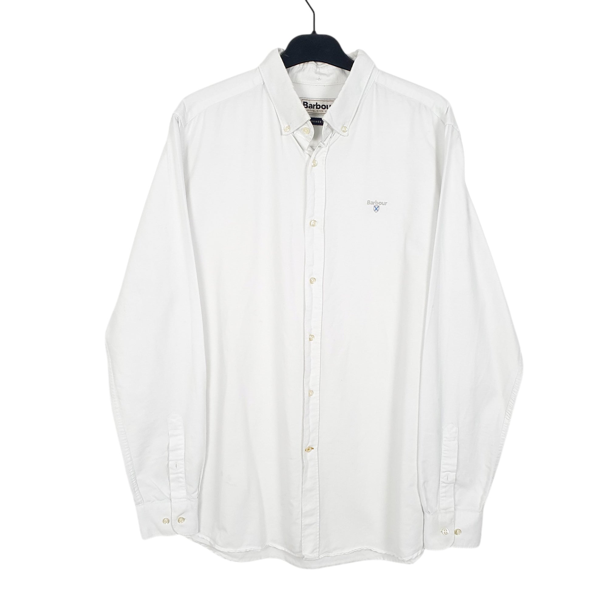 Mens White Barbour Tailored Long Sleeve Shirt
