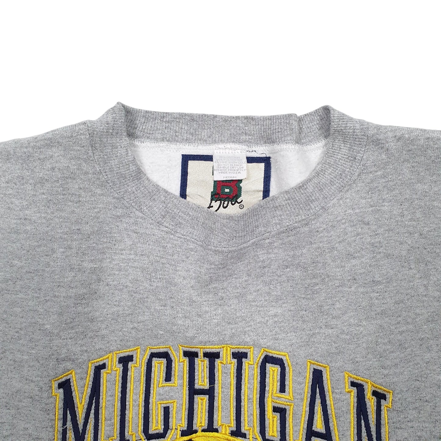 Mens Grey Boa Michigan Spellout Football Made In USA Crewneck Jumper