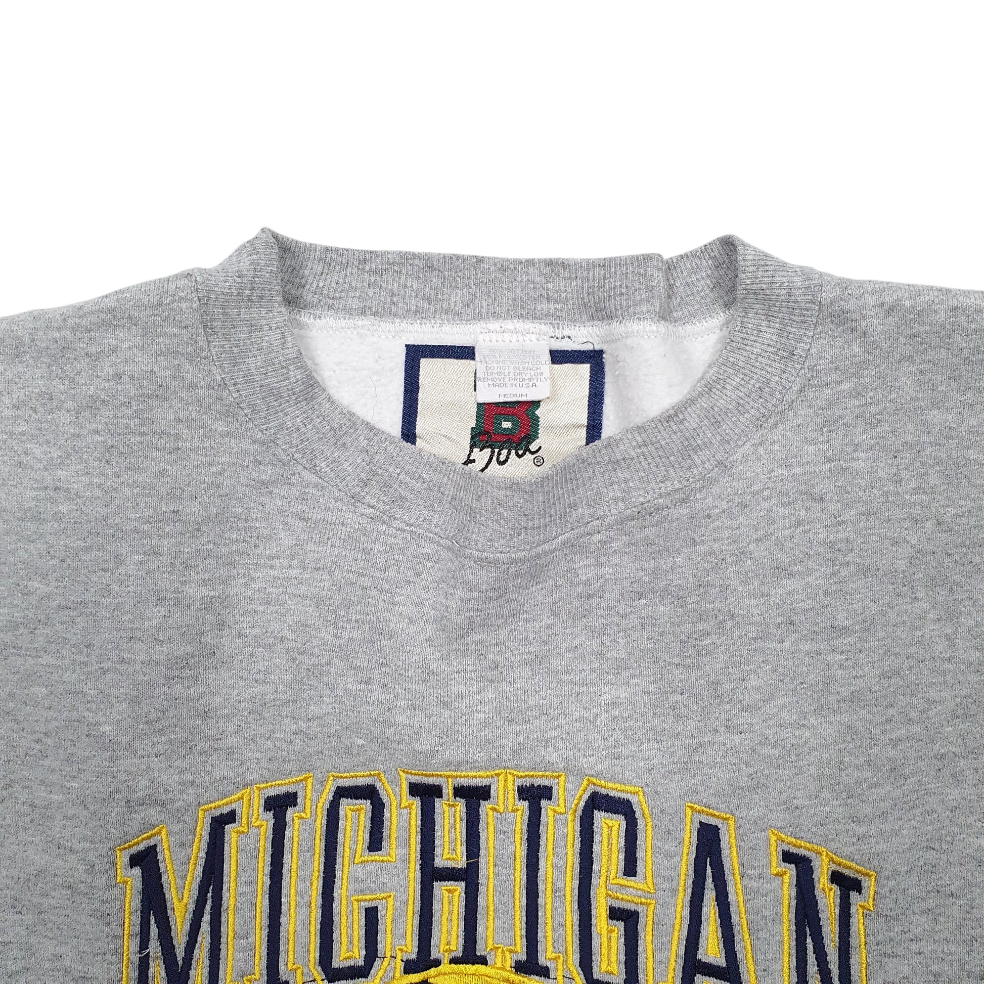 Mens Grey Boa Michigan Spellout Football Made In USA Crewneck Jumper