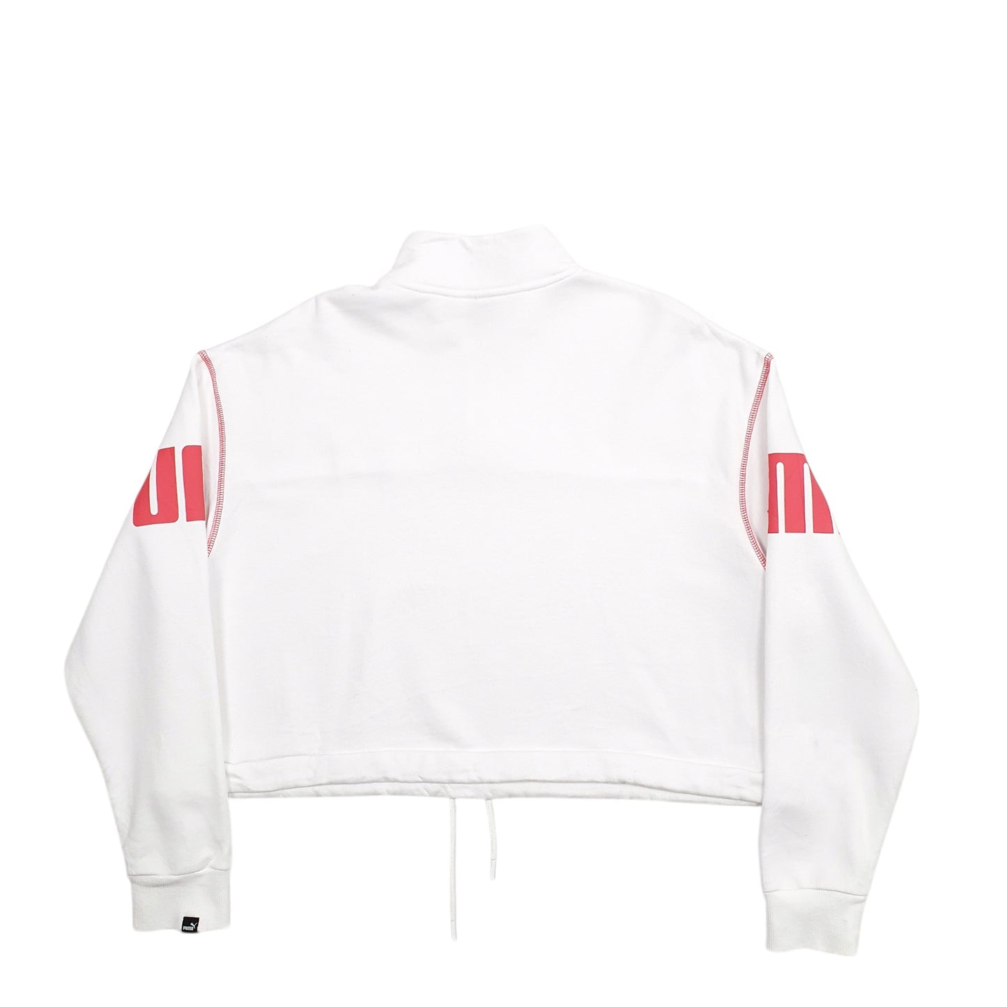 Womens White Puma  Quarter Zip Jumper