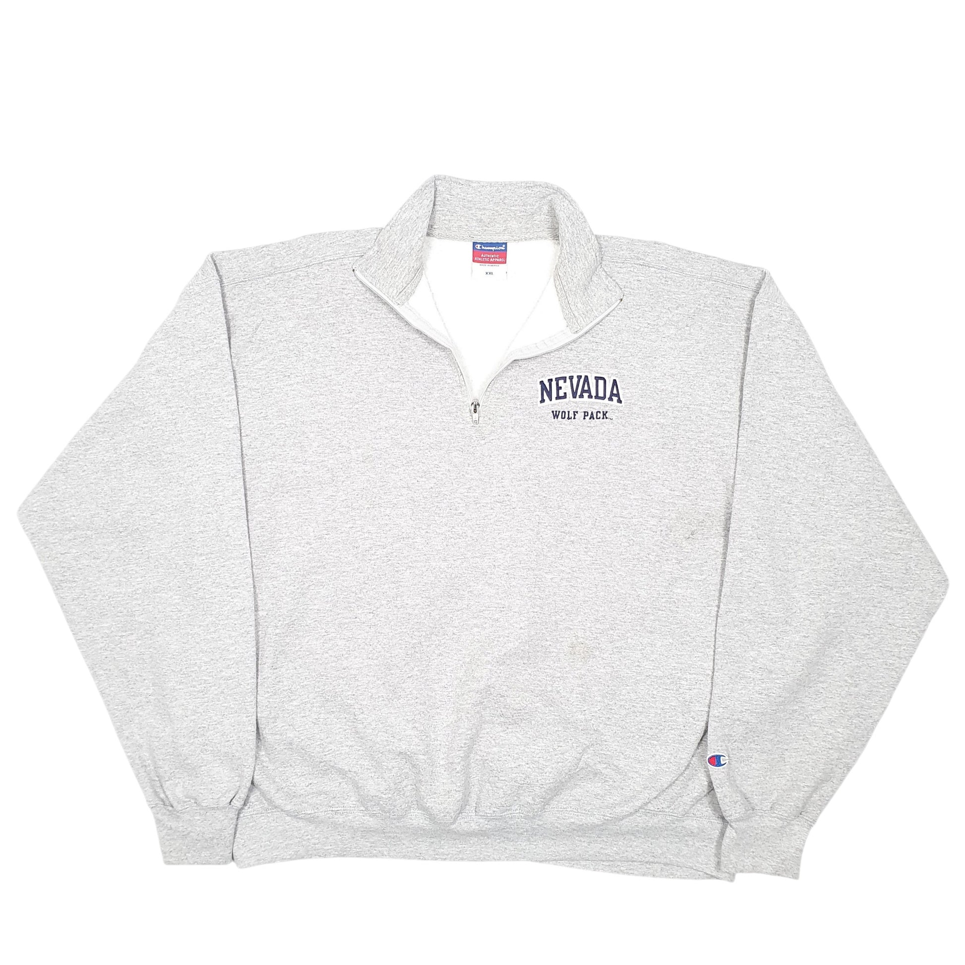 Mens Grey Champion Nevada Wolf Pack USA Quarter Zip Jumper