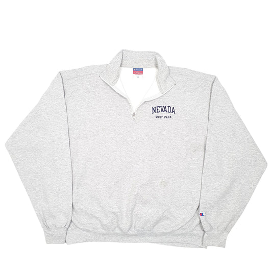 Mens Grey Champion Nevada Wolf Pack USA Quarter Zip Jumper