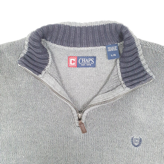 Mens Grey Chaps Knit Quarter Zip Jumper
