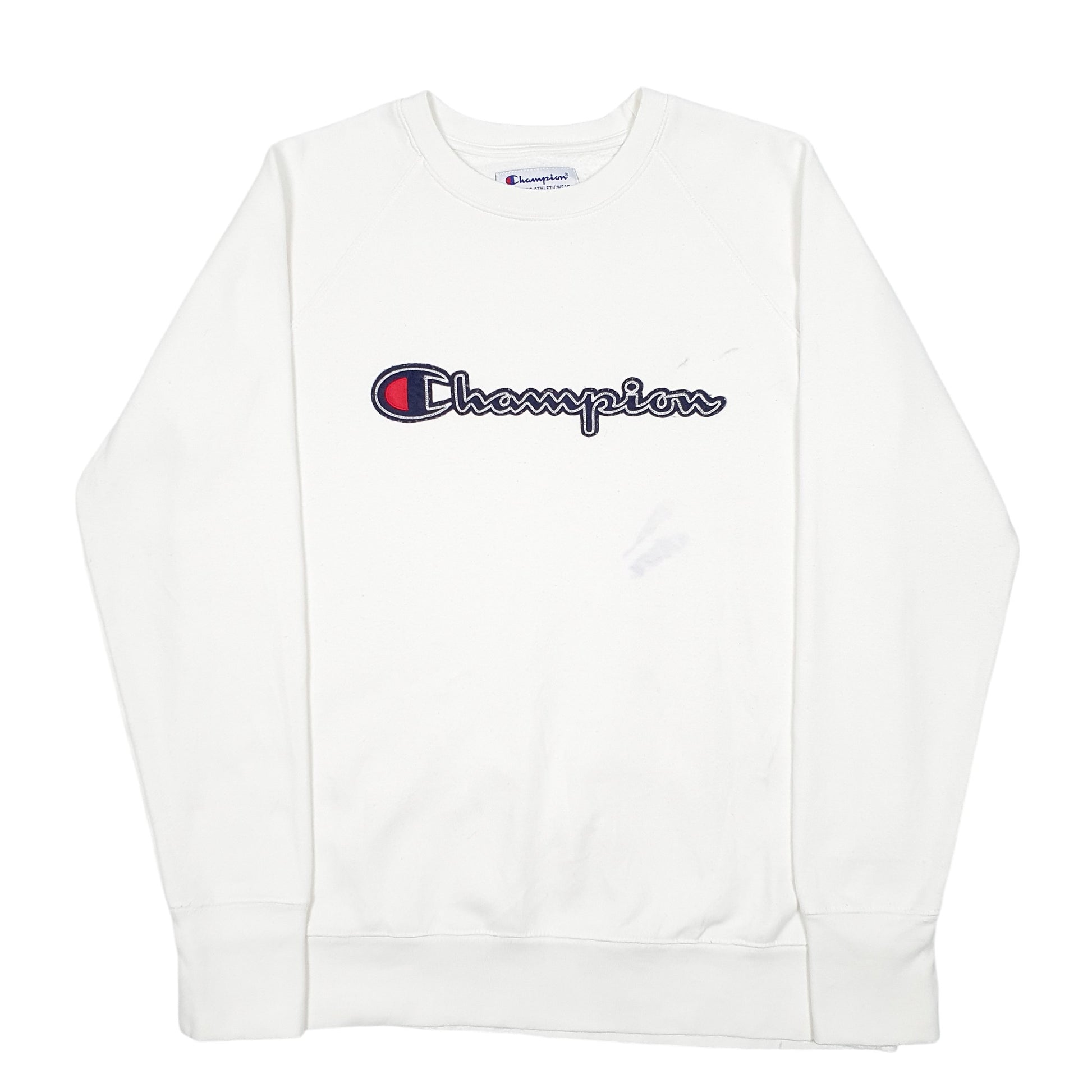 Mens Cream Champion Raglan Script Crewneck Jumper