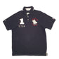 Mens Black Equi-Theme Polo Theme  Short Sleeve Polo Shirt
