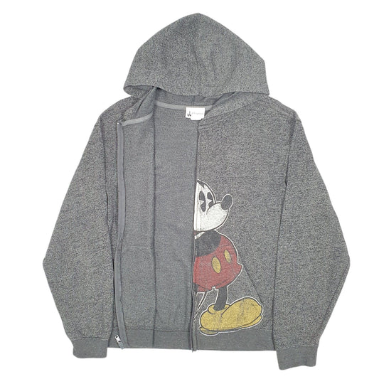 Womens Grey Disney Hoodie Mickey Mouse Full Zip Jumper