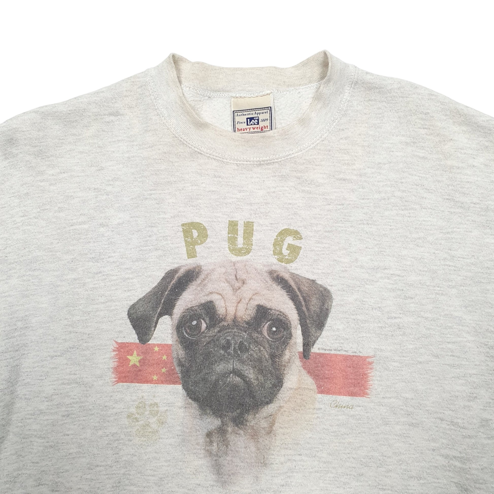Mens Grey Lee Pug Crewneck Jumper