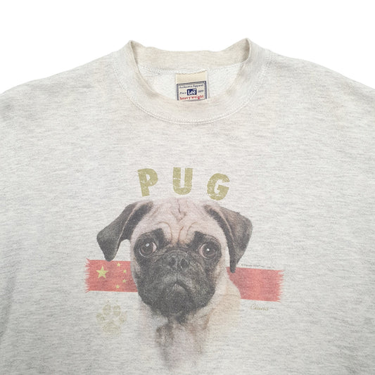 Mens Grey Lee Pug Crewneck Jumper