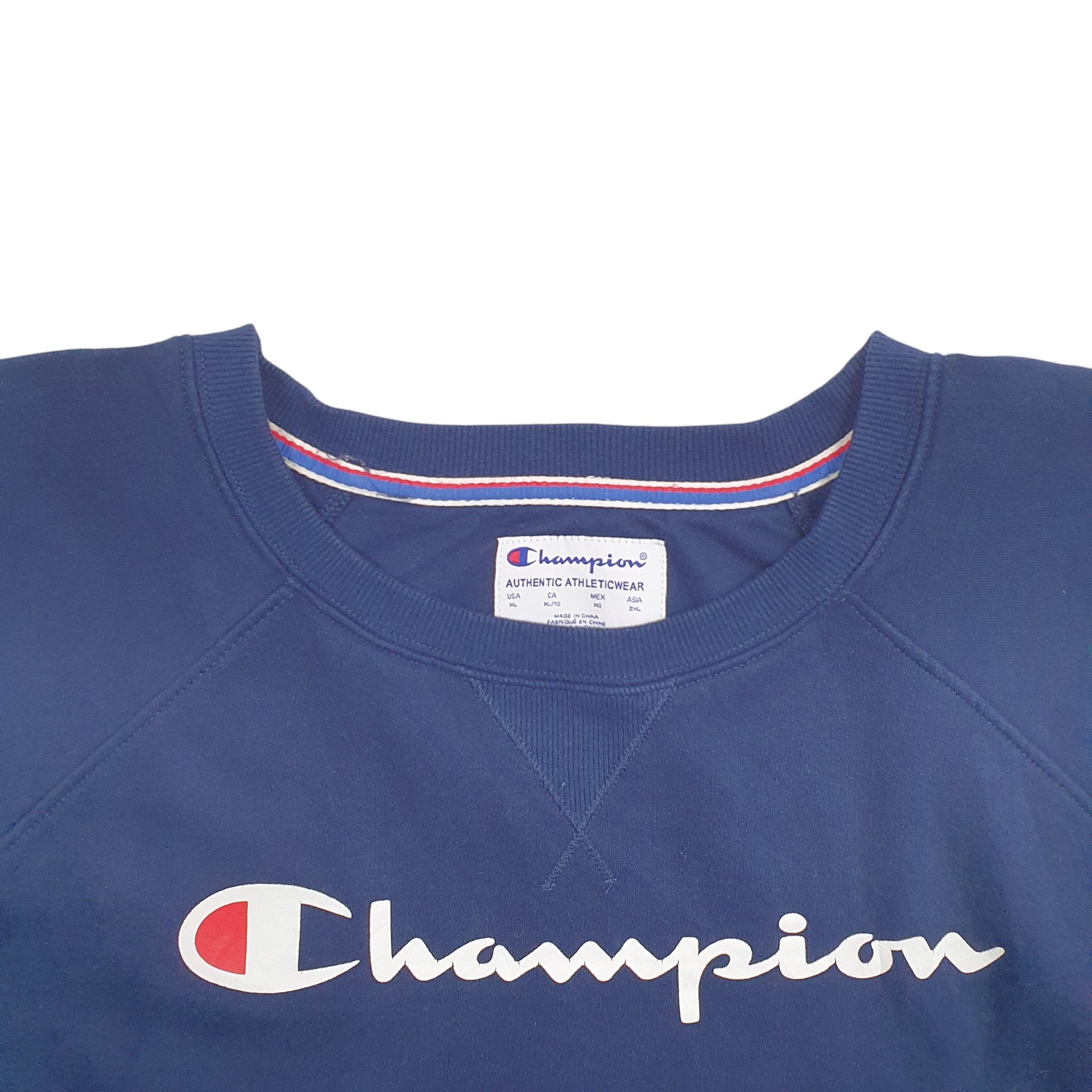 Womens Blue Champion Spellout Crewneck Jumper