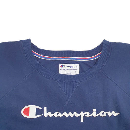 Womens Blue Champion Spellout Crewneck Jumper