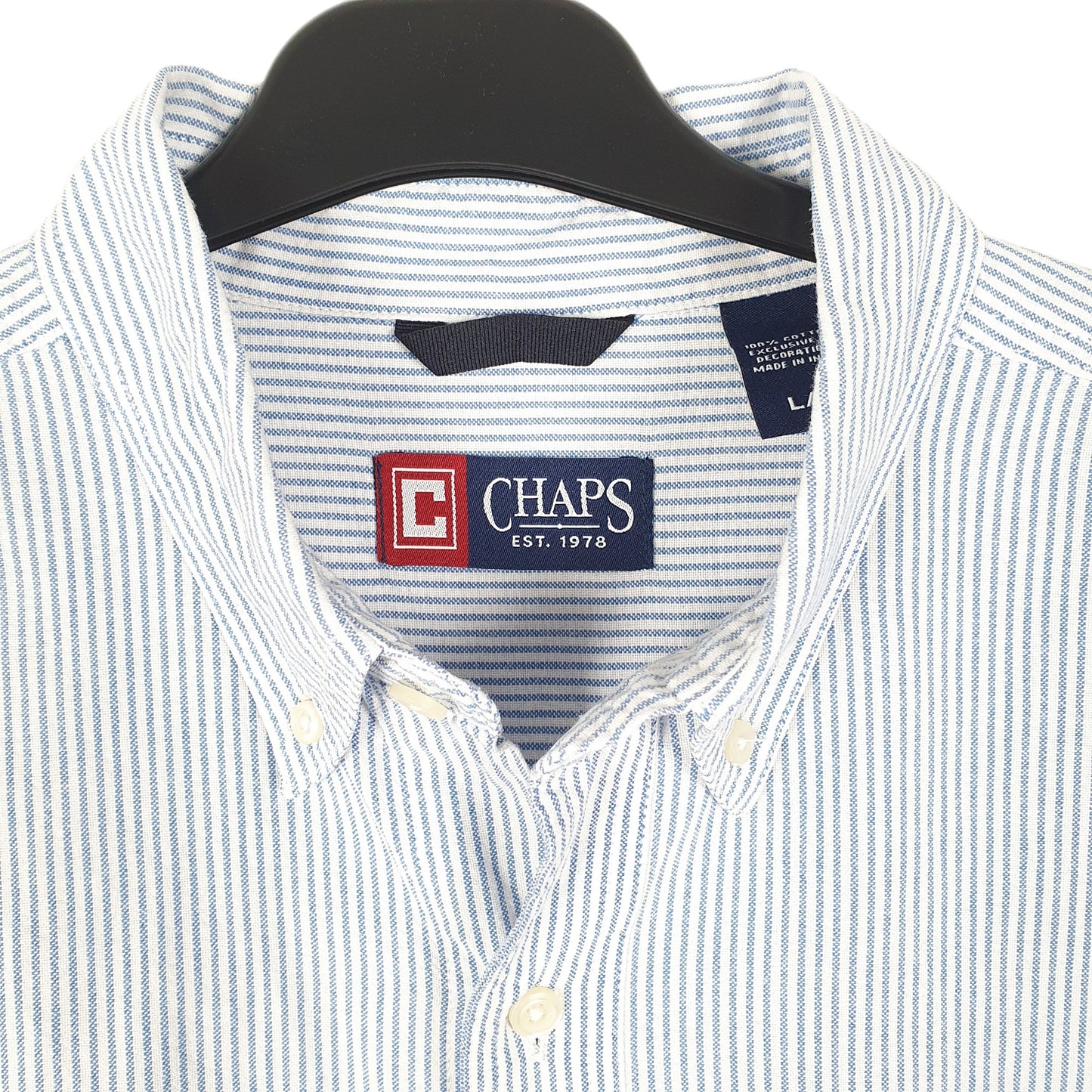 Mens Blue Chaps Oxford Long Sleeve Shirt