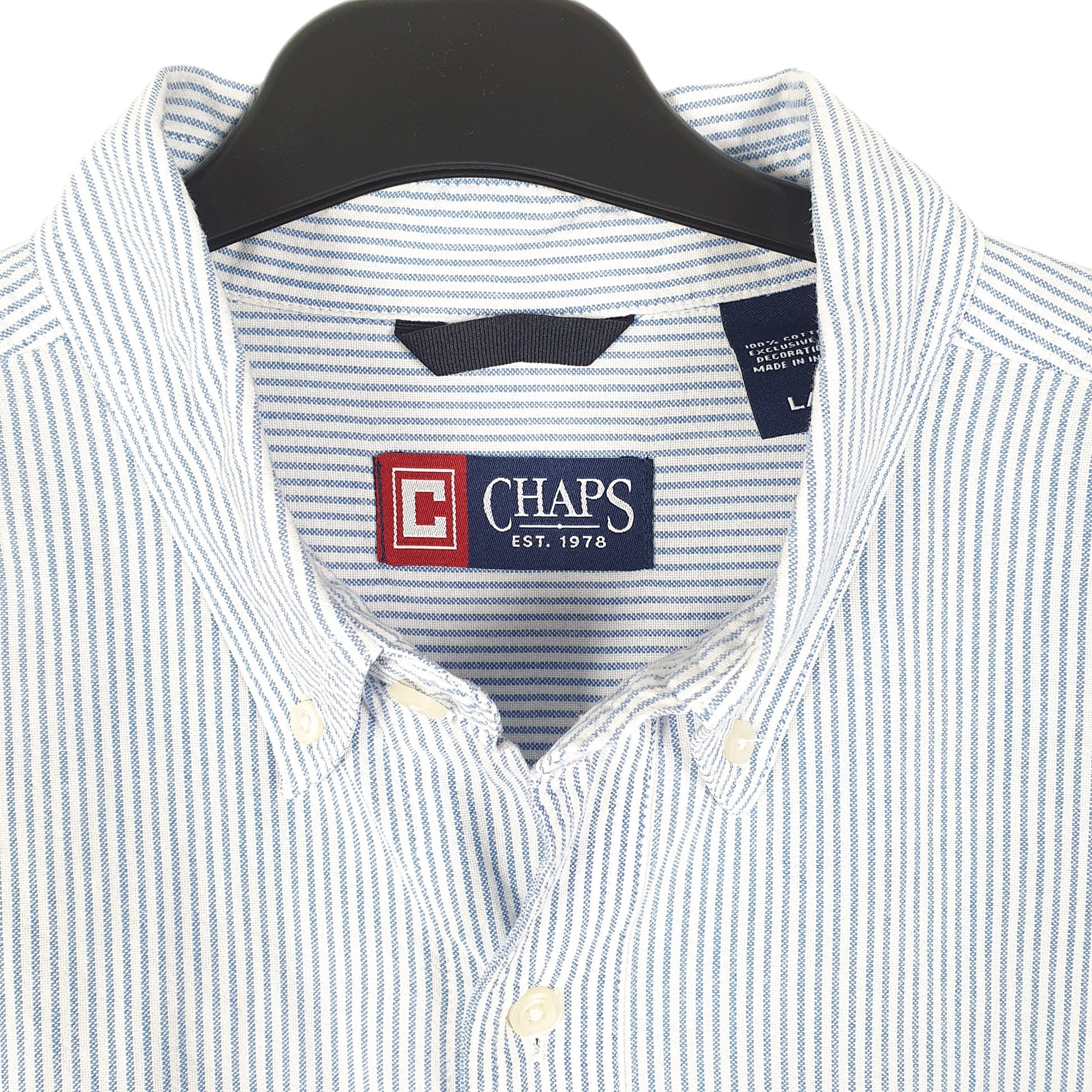 Mens Blue Chaps Oxford Long Sleeve Shirt