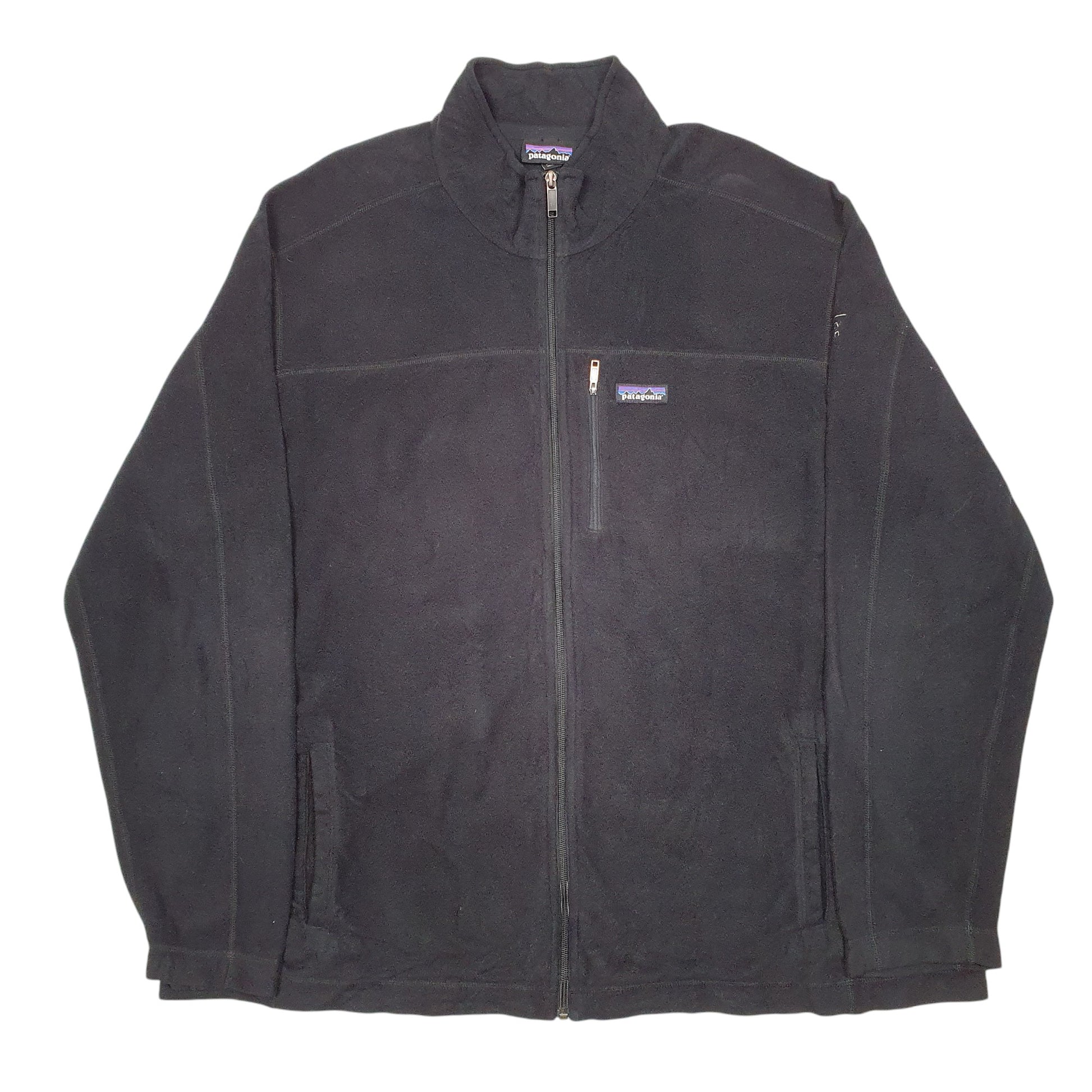 Mens Black Patagonia Micro D Outdoors University Recreation Play Full Zip Jumper