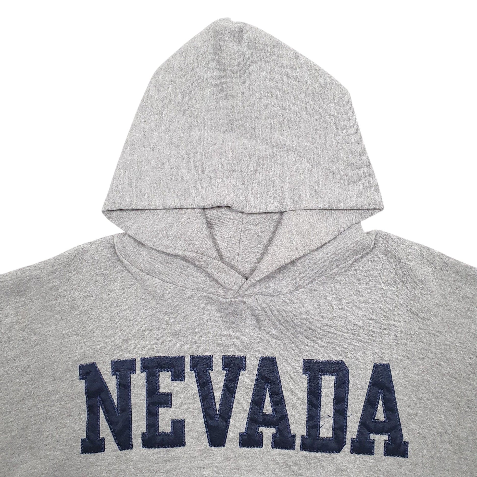 Mens Grey Russel Athletic Nevada Spellout Hooded Sweatshirt Hoodie Jumper
