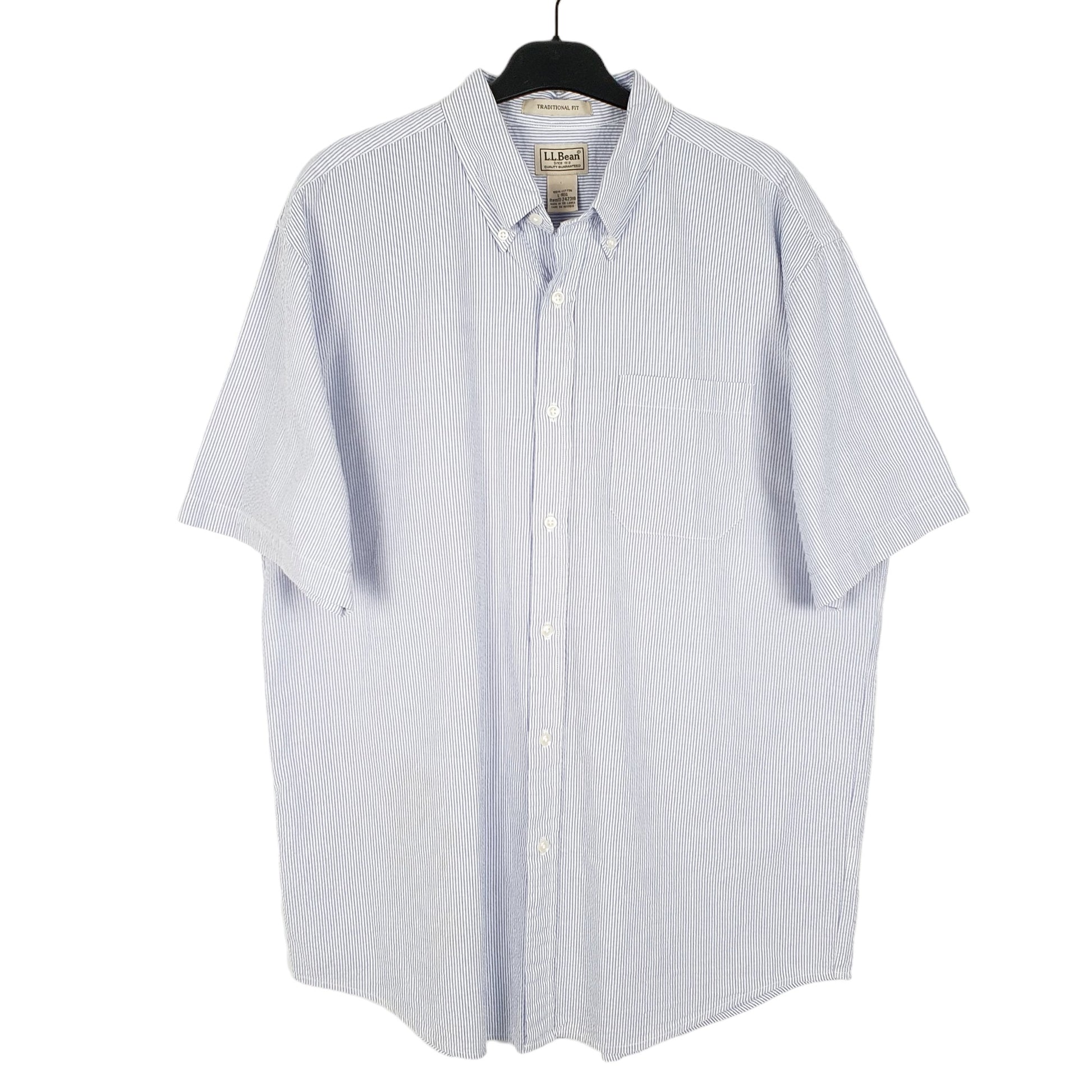 Mens White L.L.Bean  Short Sleeve Shirt