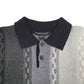 Mens Black Porto Cruz Collared Knit Cable Striped Crewneck Jumper
