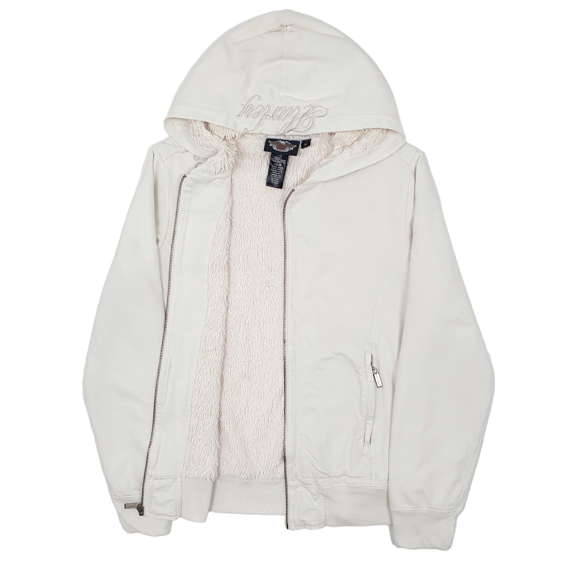 Womens White Harley Davidson  Full Zip Jumper