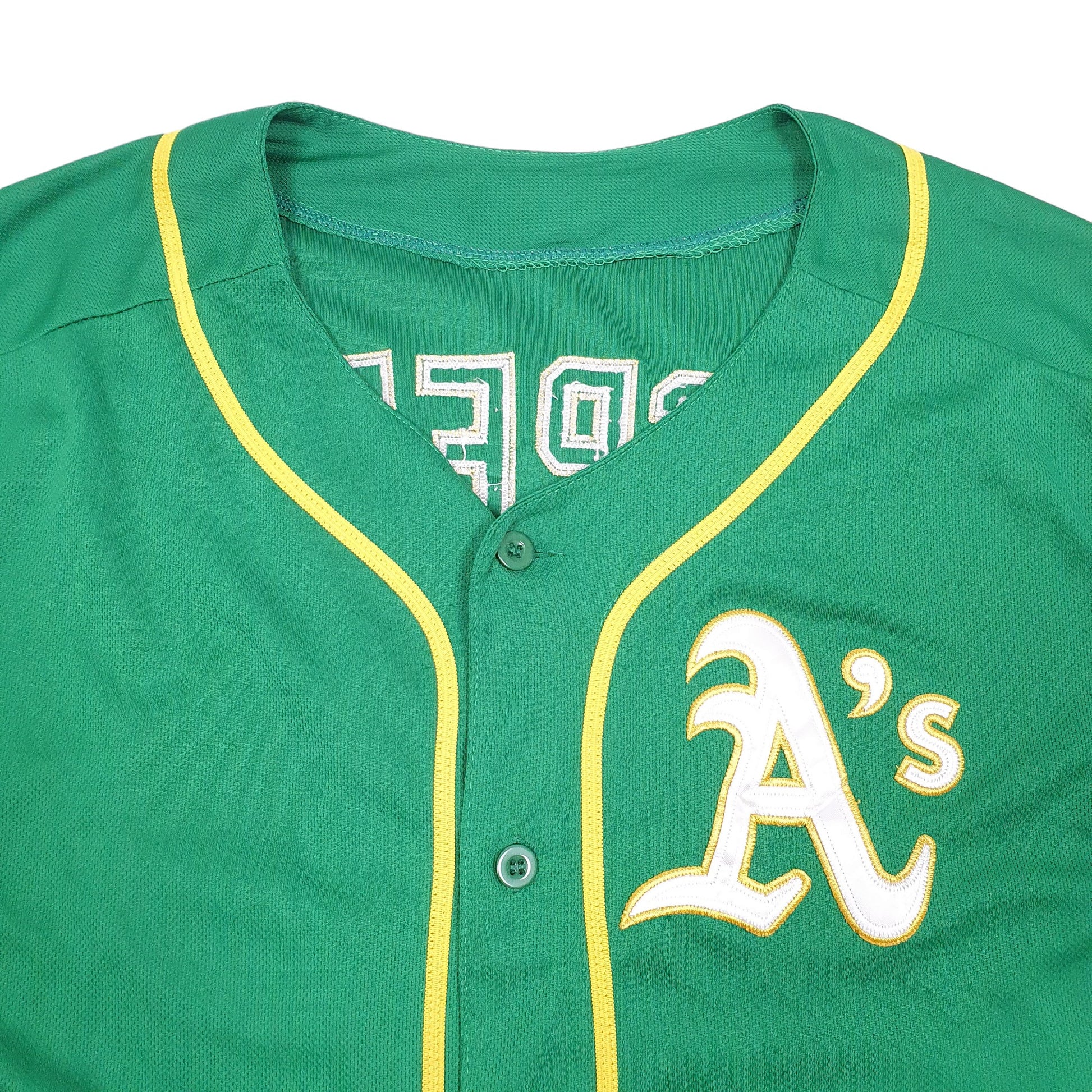 Mens Green Majestic MLB Baseball Jersey Oakland Athletics USA Short Sleeve T Shirt