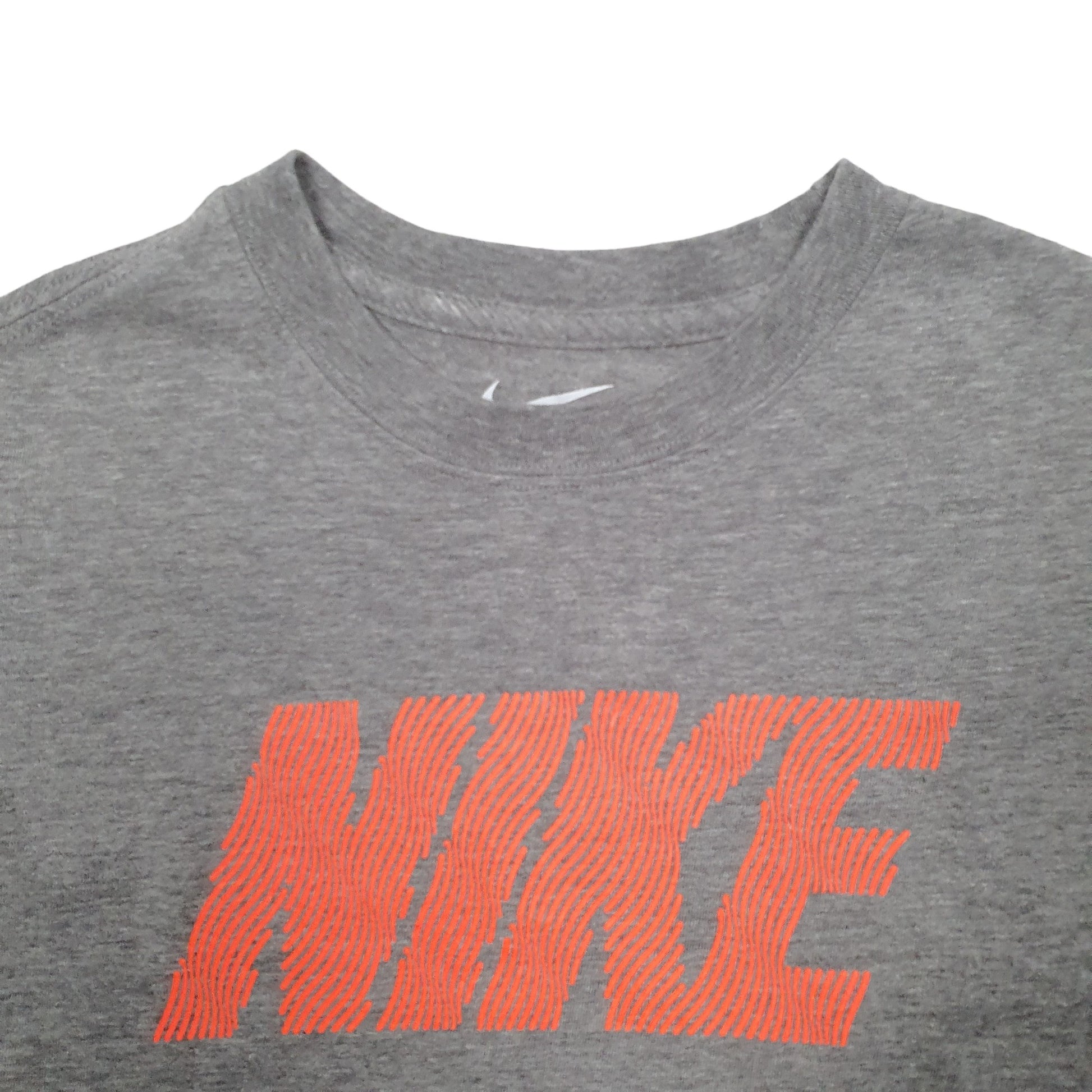Mens Grey Nike Spellout Long Sleeve T Shirt