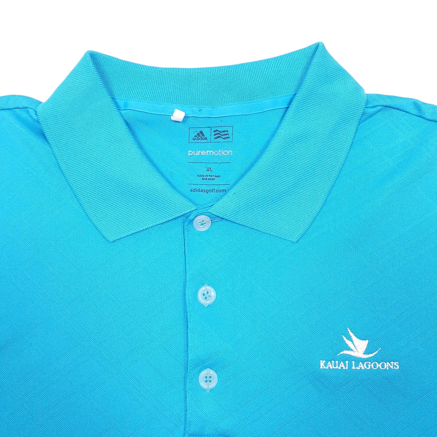 Mens Blue Adidas Active Puremotion Golf Kuali Lagoons Short Sleeve Polo Shirt