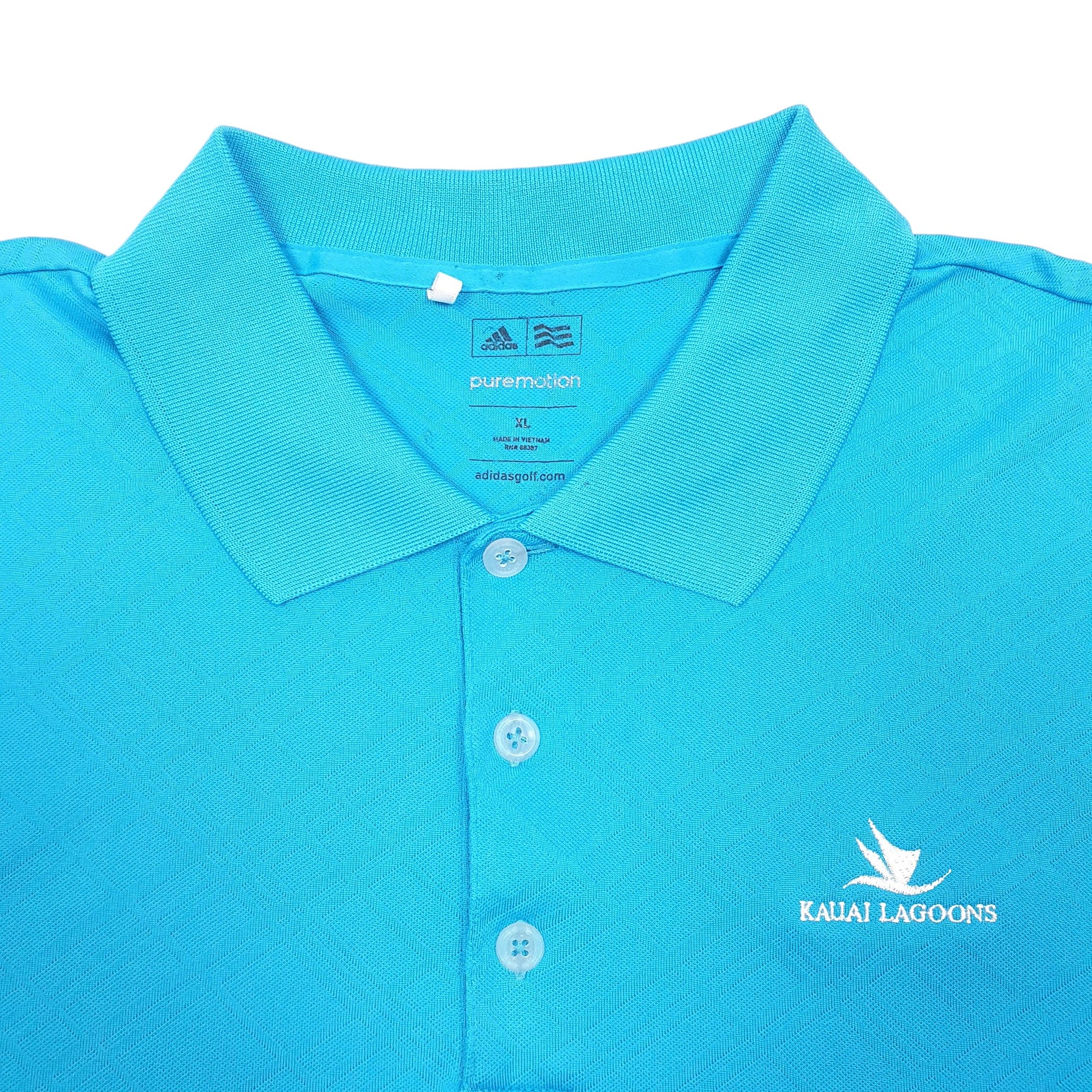 Mens Blue Adidas Active Puremotion Golf Kuali Lagoons Short Sleeve Polo Shirt