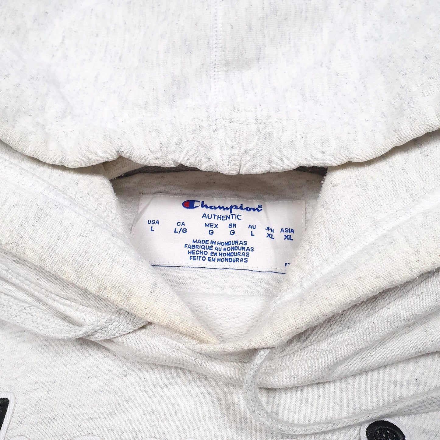Mens Grey Champion Script Hoodie Jumper