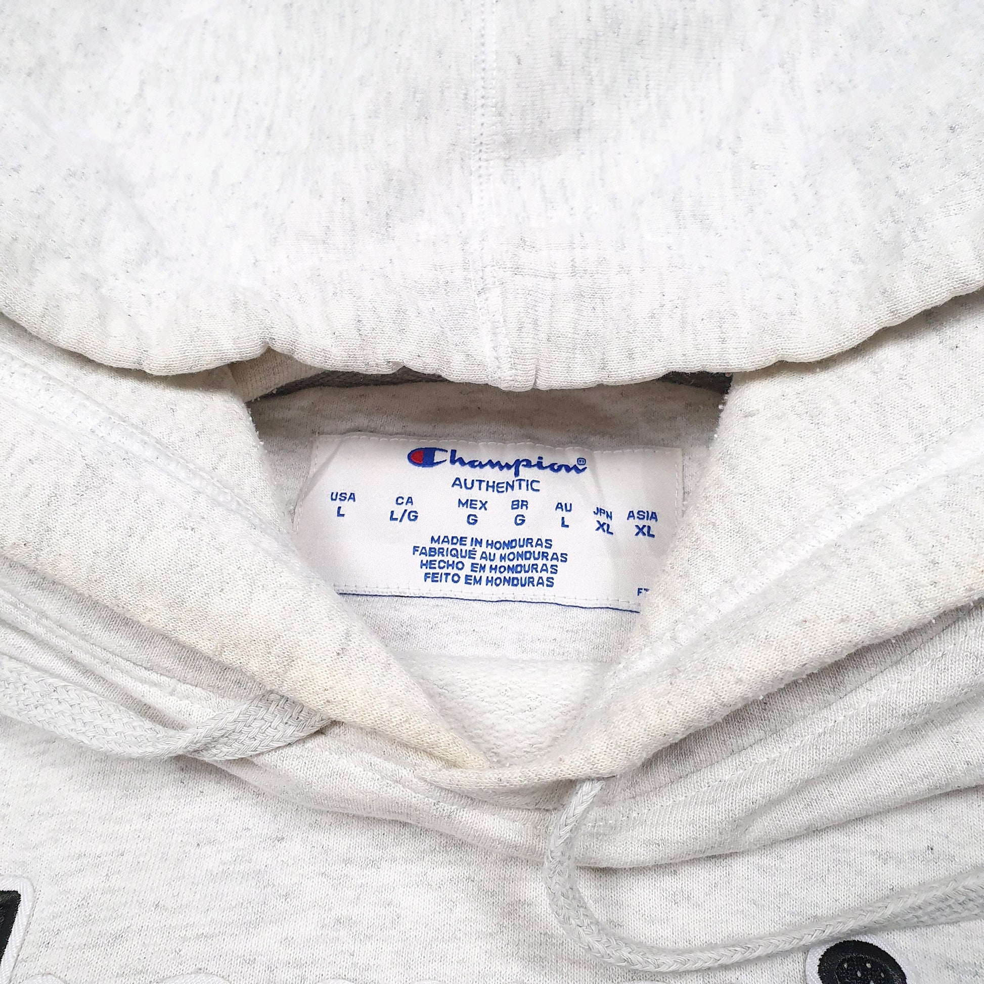 Mens Grey Champion Script Hoodie Jumper