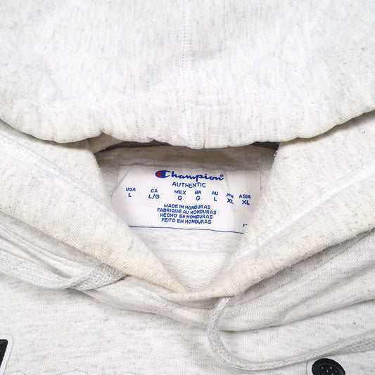 Mens Grey Champion Script Hoodie Jumper