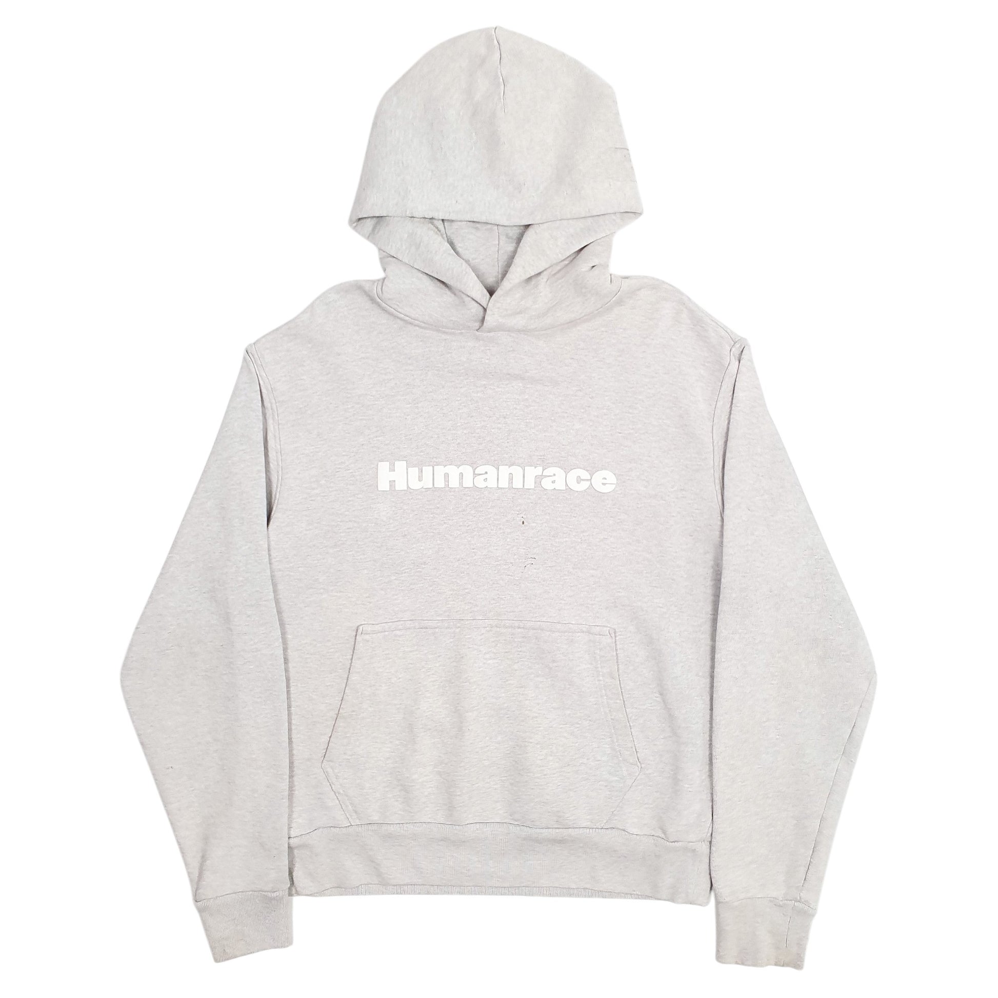 Mens Grey Adidas Human Race Spellout Hoodie Jumper