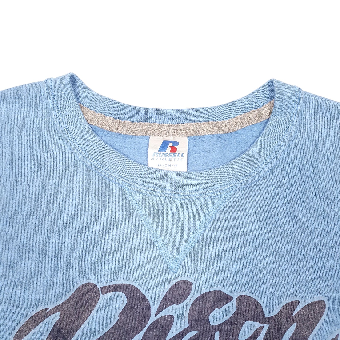 Mens Blue Russell Athletic Bison Spellout USA Crewneck Jumper