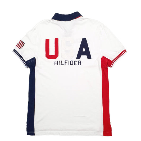 Mens White Tommy Hilfiger USA Short Sleeve Polo Shirt