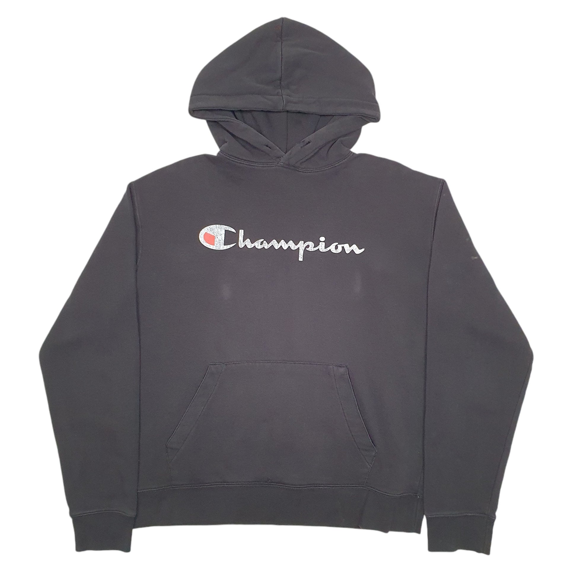 Mens Black Champion Spellout Hoodie Jumper