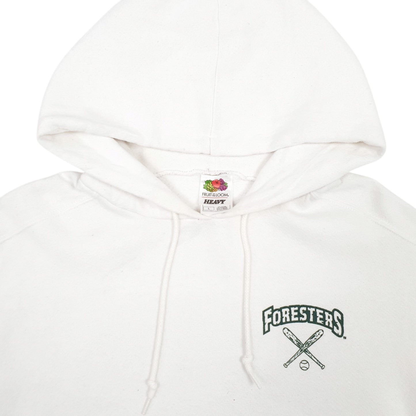 Mens White Fruit Of The Loom Foresters Baseball Hoodie Jumper