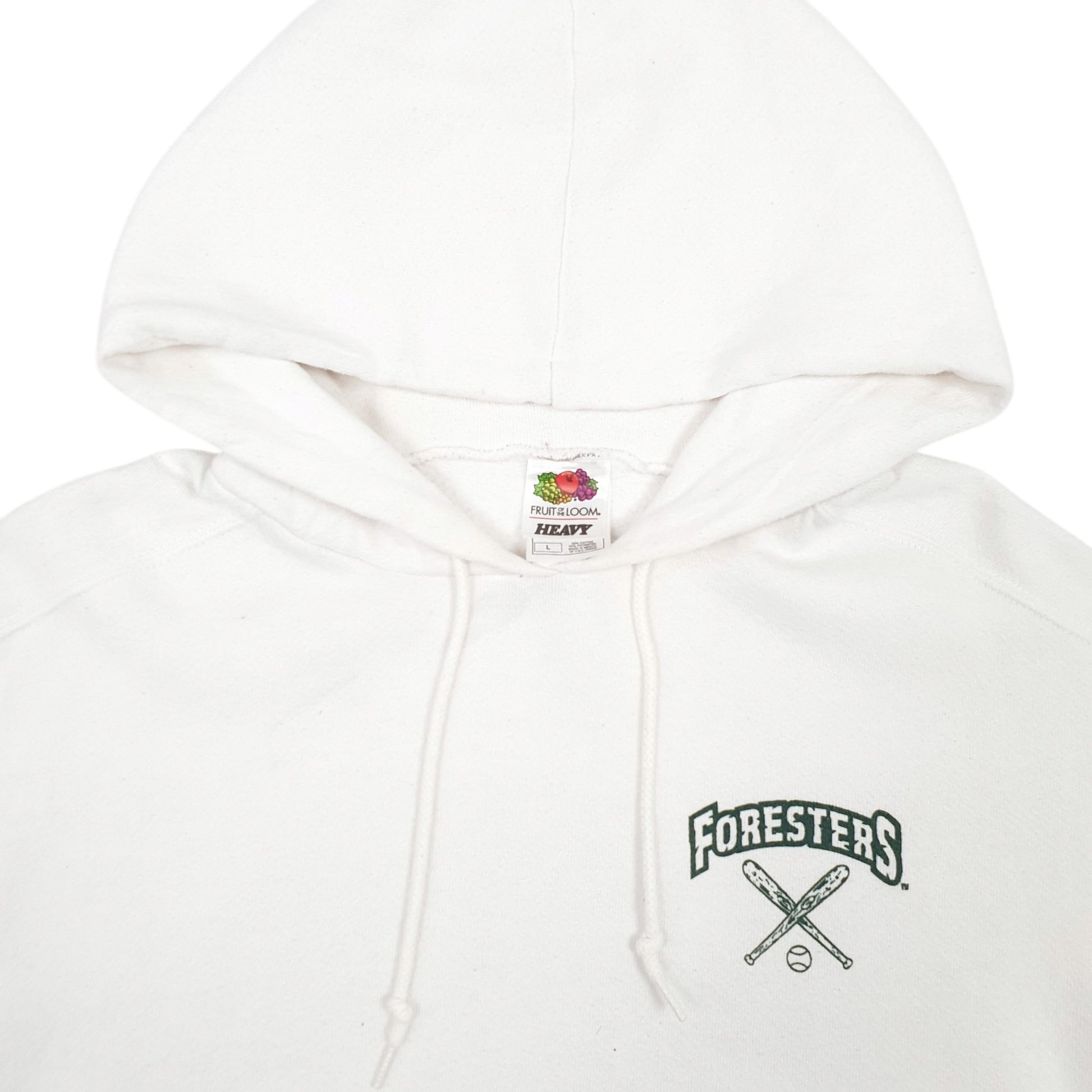 Mens White Fruit Of The Loom Foresters Baseball Hoodie Jumper