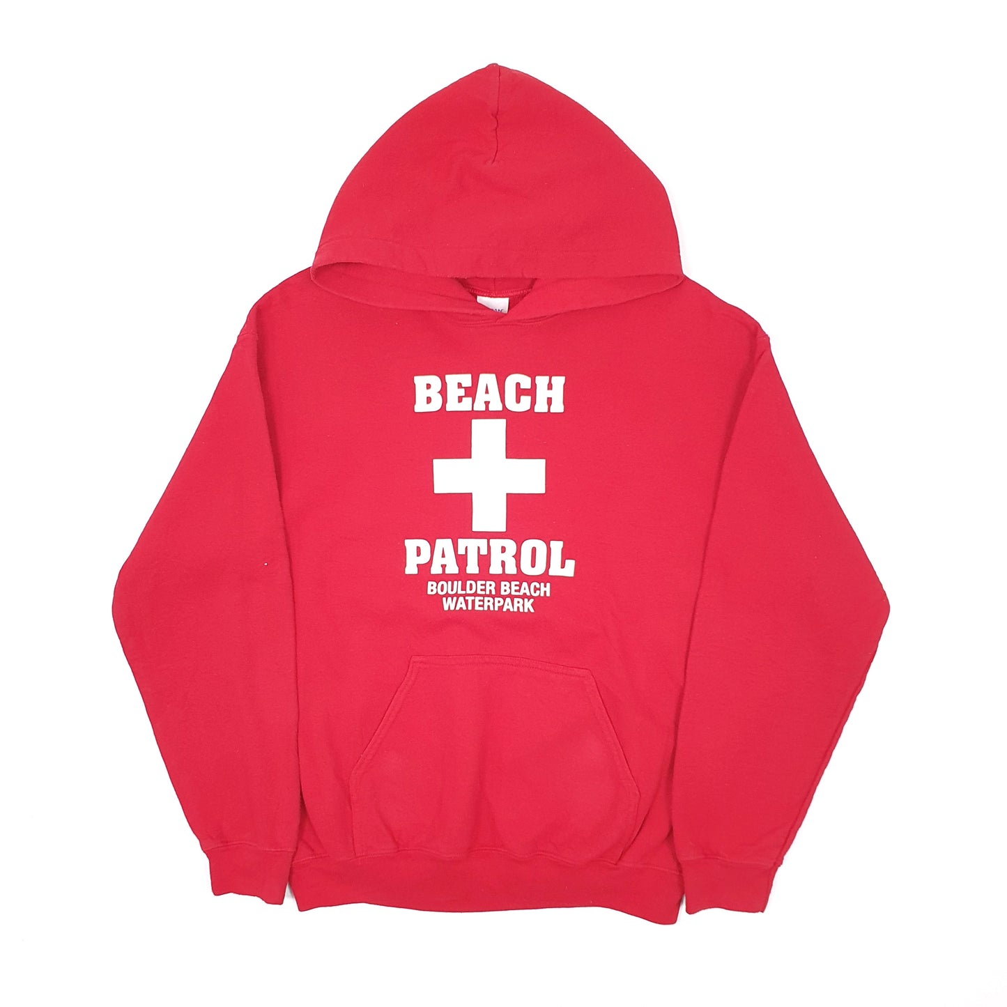 Mens Red Gildan Boulder Beach Patrol Lifeguard Hoodie Jumper