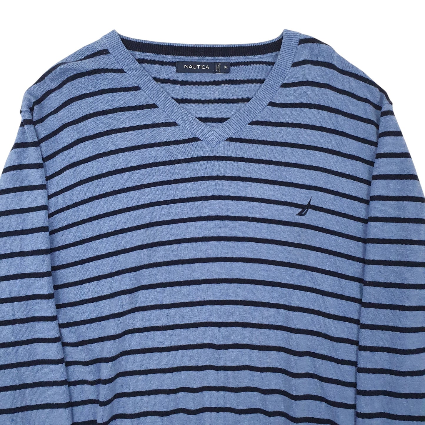 Mens Blue Nautica Knitwear V Neck Jumper