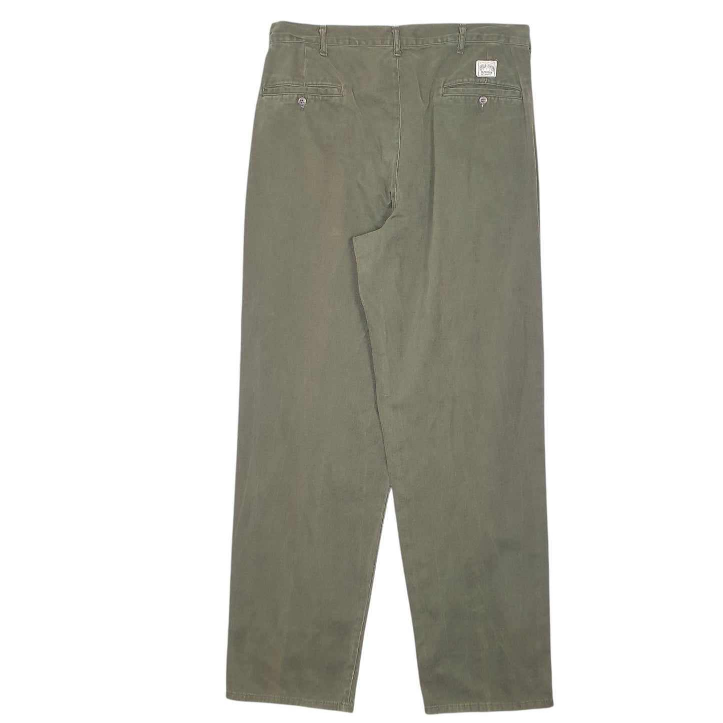 Mens Green Polo Ralph Lauren Vintage 80s Made In USA Double Pleated Chino Trousers