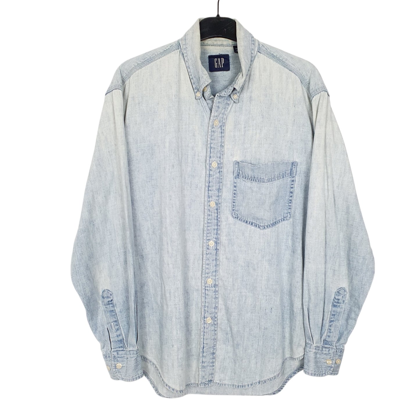 Mens Blue Gap Denim Chambray Overshirt Long Sleeve Shirt