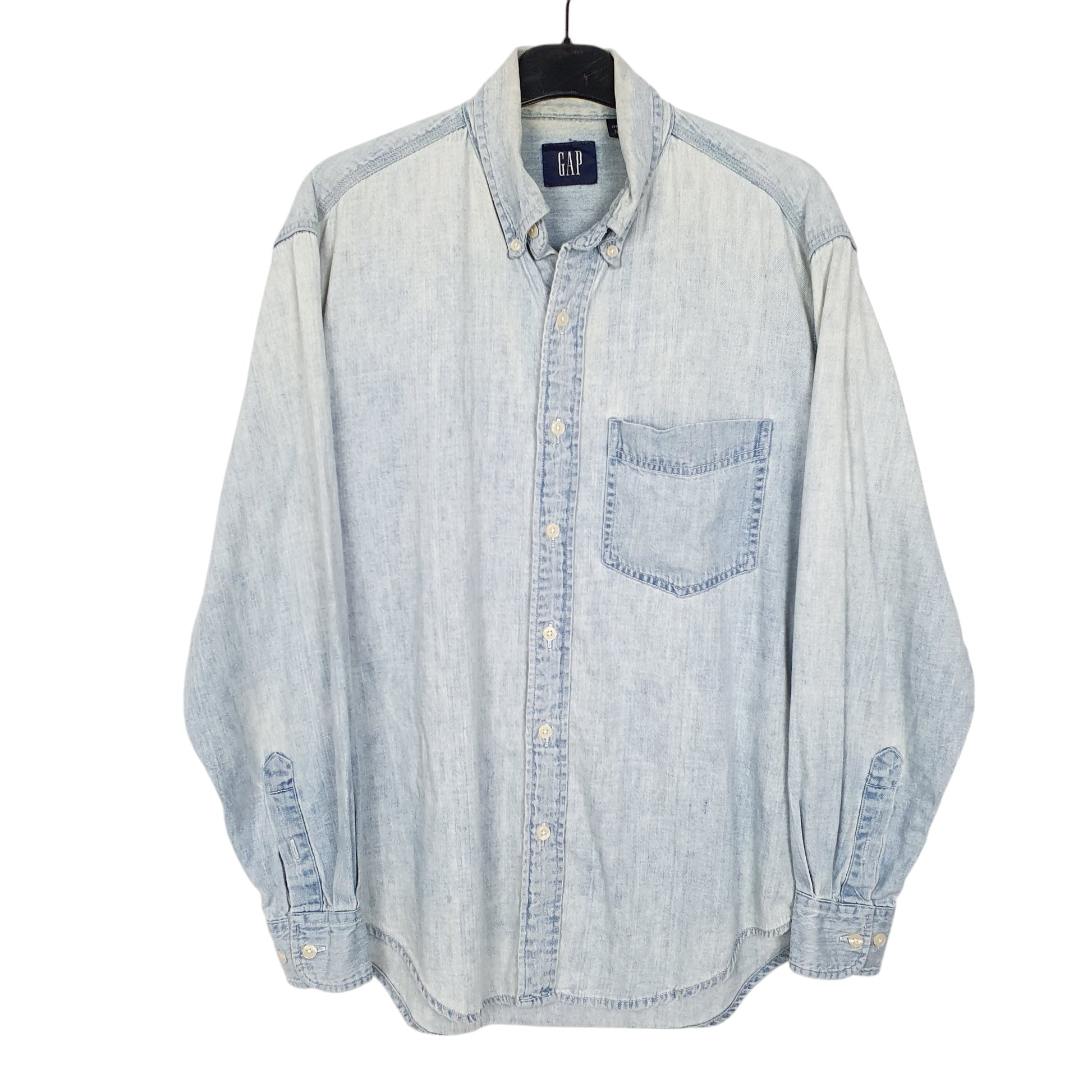 Mens Blue Gap Denim Chambray Overshirt Long Sleeve Shirt