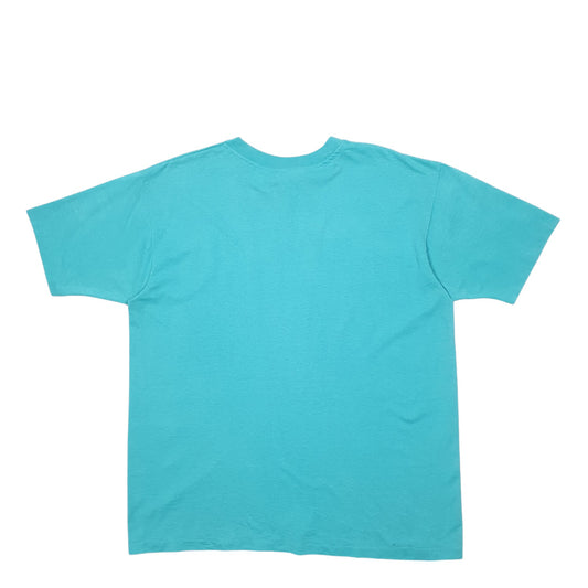 Mens Blue Hanes Single Stitch Vintage 90s Made In USA Praise The Lord Short Sleeve T Shirt