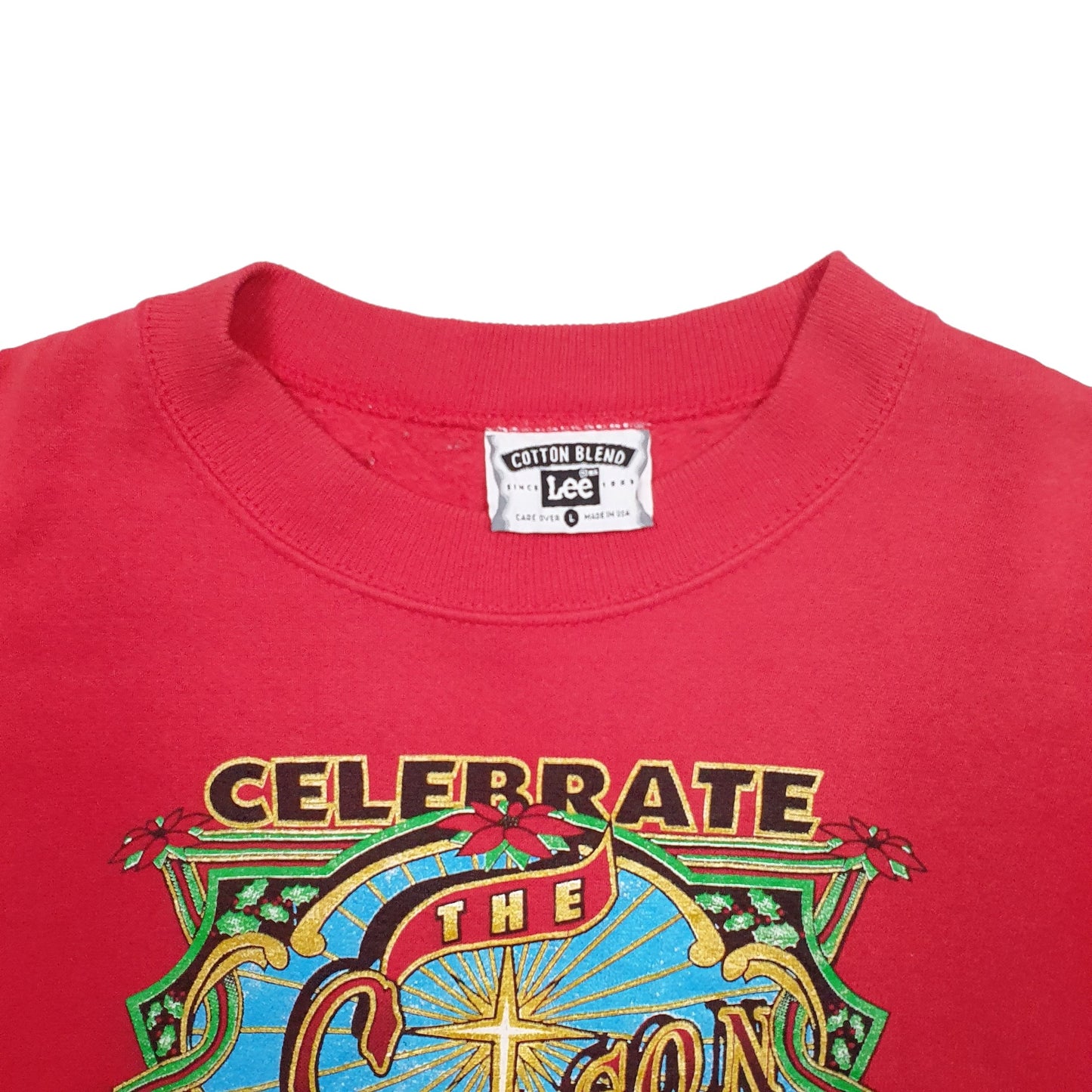 Mens Red Lee Jesus Celebrate Christmas Baptist Made In USA Crewneck Jumper
