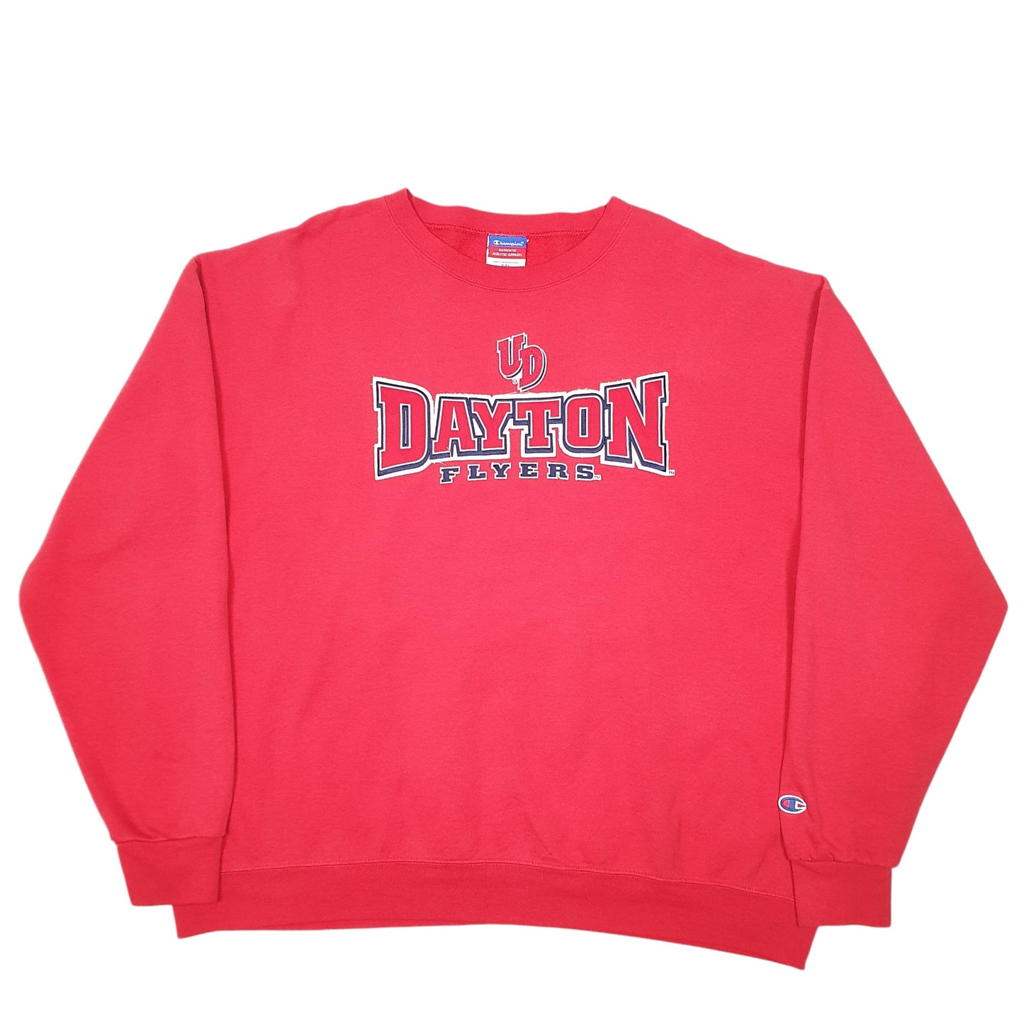 Mens Red Champion University Of Dayton Flyers USA Spellout Basketball Crewneck Jumper