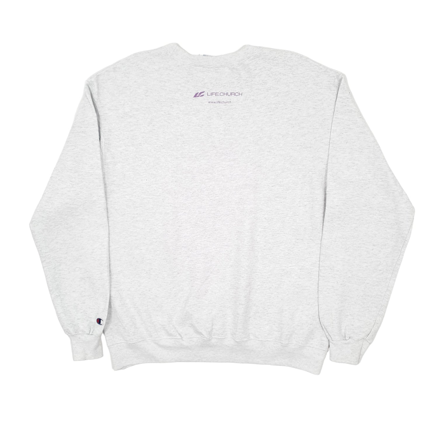 Mens Grey Champion Love Fear Life Church Crewneck Jumper