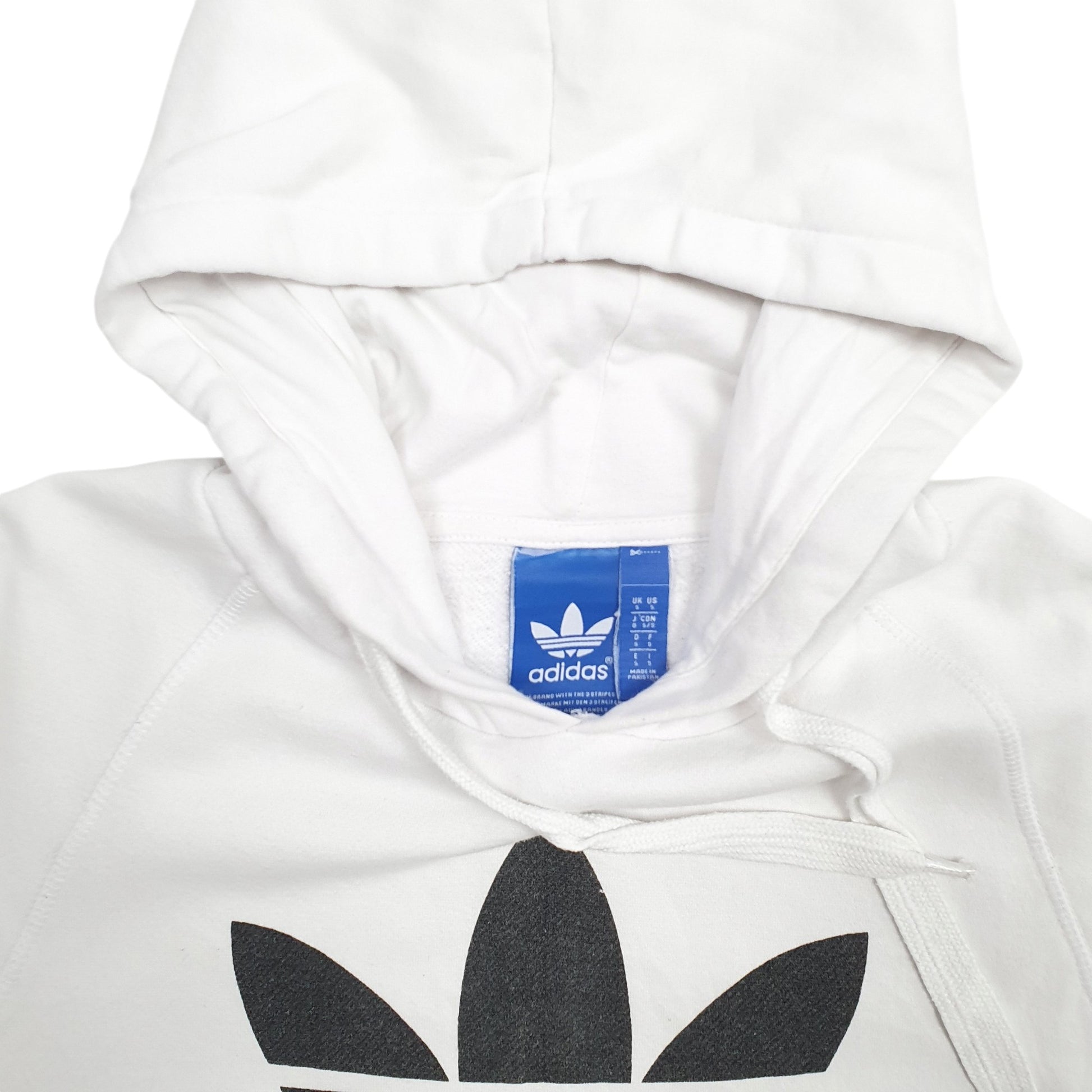 Womens White Adidas Spellout Hoodie Jumper